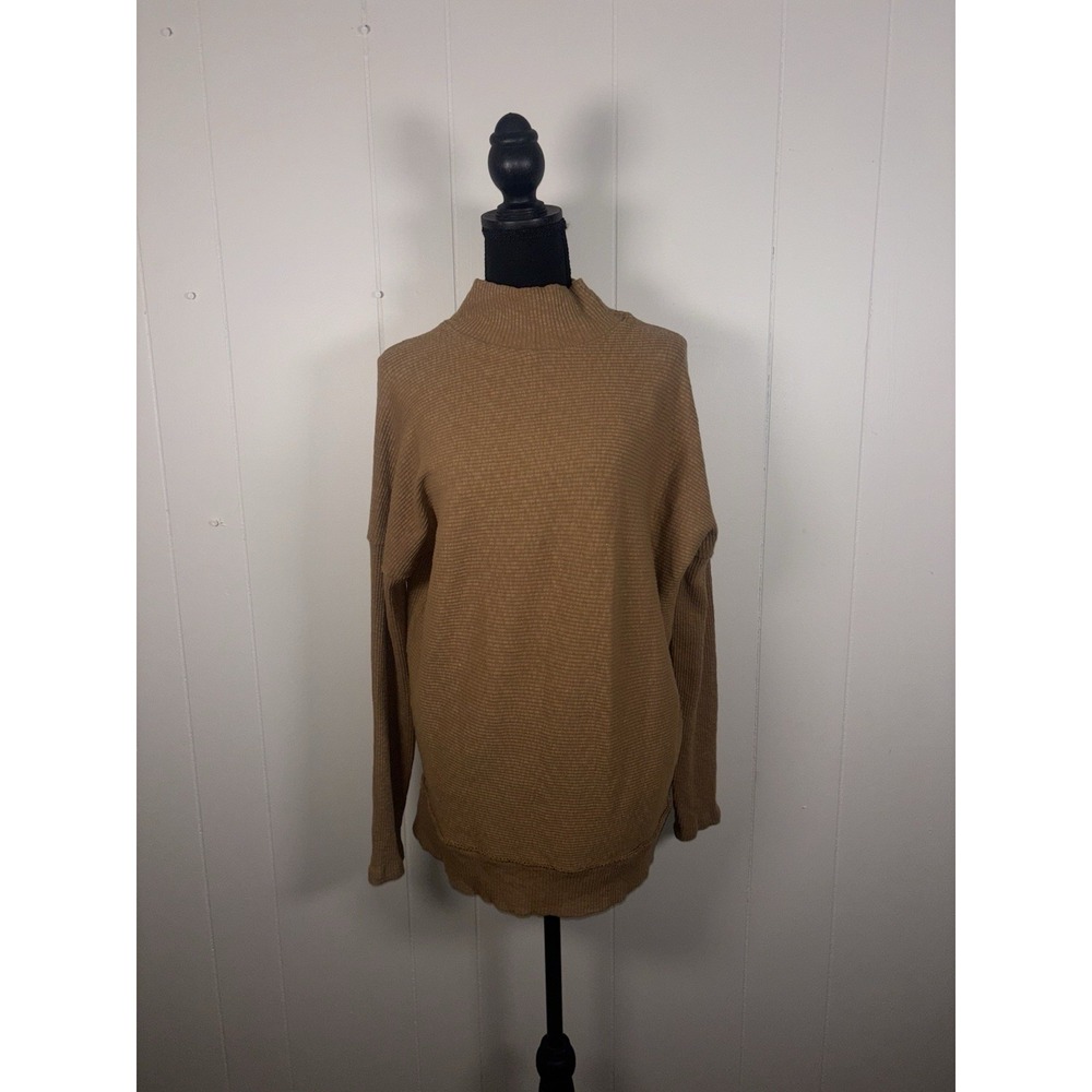 Free People We The Free Cognac Long SLeeve Tunic oversized sweater Xs Mock Neck